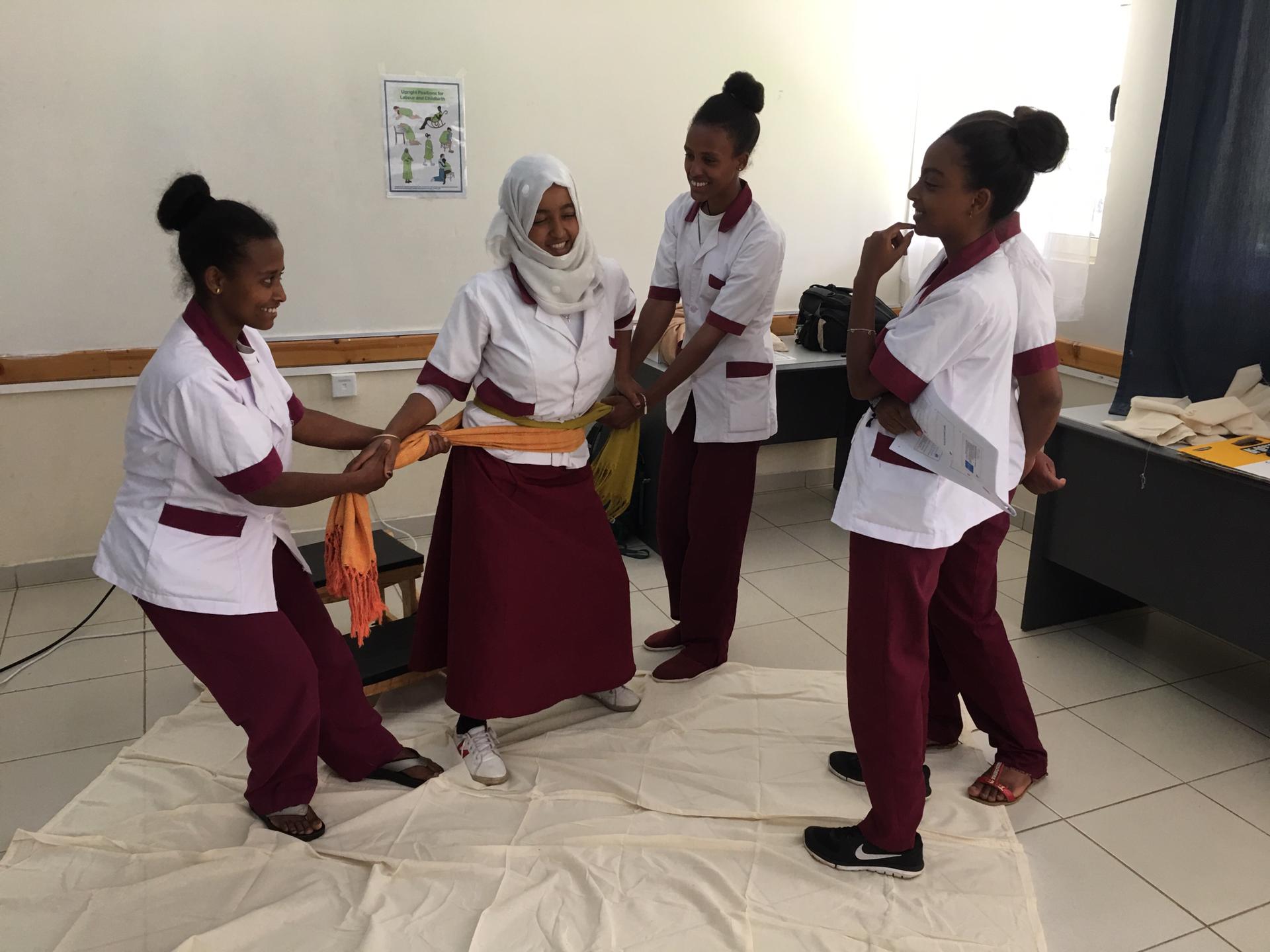 Empowering midwives and labouring mothers by teaching upright birthing positions